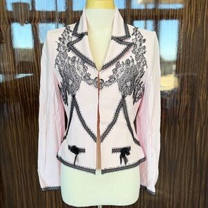 Elegant Pink Lace-Trimmed Women's Jacket